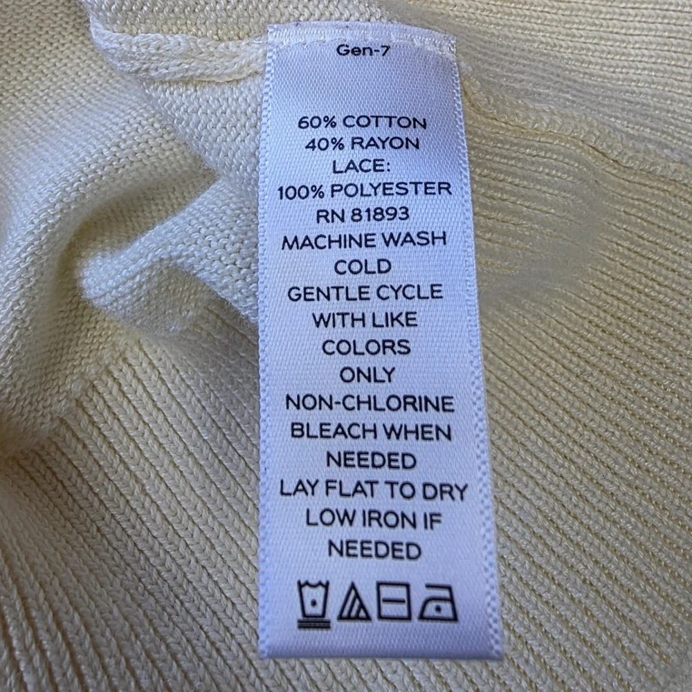 Liz Claiborne Cream Lace Short Sleeve Cardigan‎ Sweater Womens Large